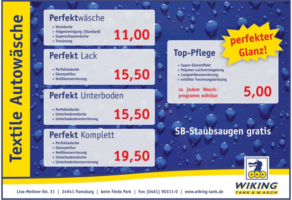 Preisliste Textile Autowäsche
